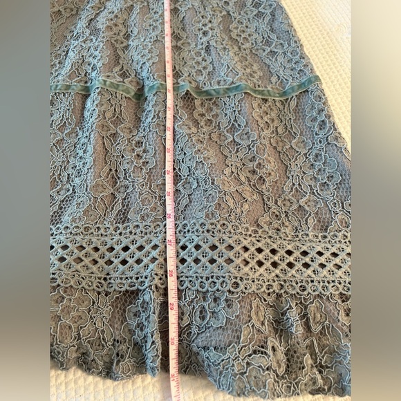 $168 Anthropologie Foxiedox Aquamarine Green Lace Halter Sleeveless Mini size S - Picture 5 of 10